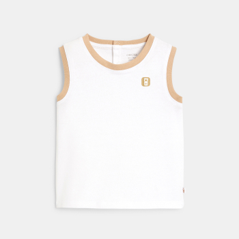 قميص تحتاني من قطن فلاميه باللون الأبيض للأطفال الصغار